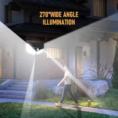 Modern black triangular 100 led outdoor lights with motion sensor garden