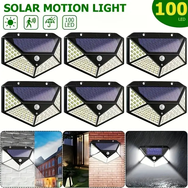 Modern black triangular 100 led outdoor lights with motion sensor garden