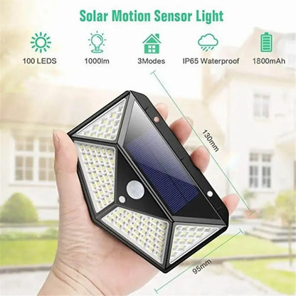 Modern black triangular 100 led outdoor lights with motion sensor garden