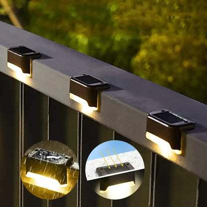 Modern black solar led outdoor stair lights with sun sensor