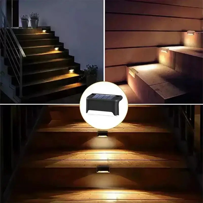 Modern black solar led outdoor stair lights with sun sensor