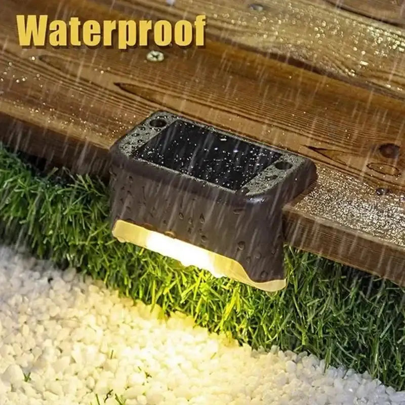 Modern black solar led outdoor stair lights with sun sensor