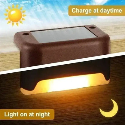 Modern black solar led outdoor stair lights with sun sensor