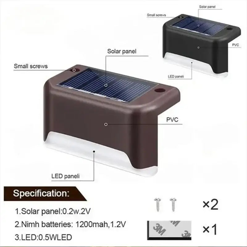 Modern black solar led outdoor stair lights with sun sensor