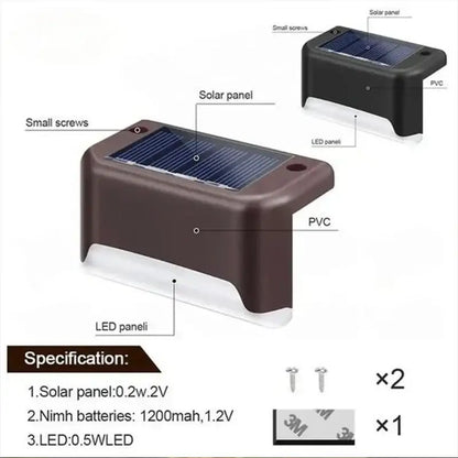 Modern black solar led outdoor stair lights with sun sensor