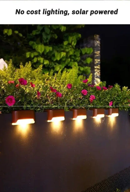 Modern black solar led outdoor stair lights with sun sensor