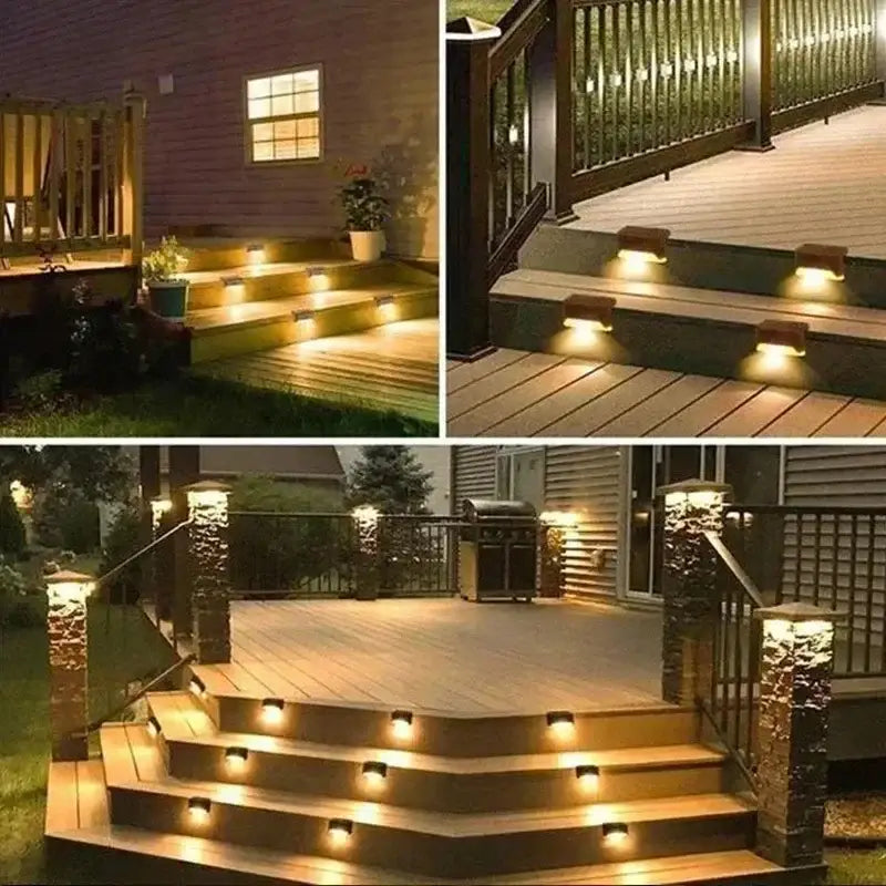 Modern black solar led outdoor stair lights with sun sensor