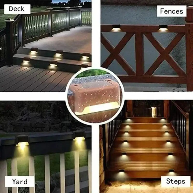 Modern black solar led outdoor stair lights with sun sensor