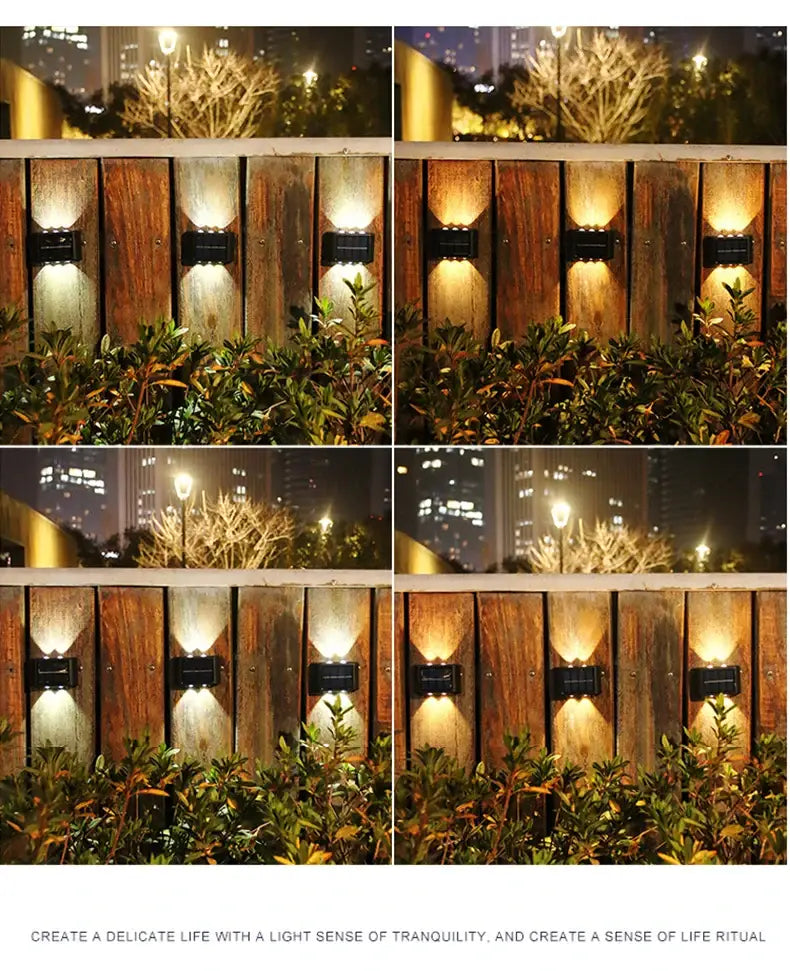 Modern matte black solar led wall light garden pathway lamp
