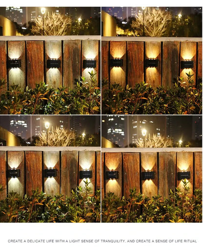 Modern matte black solar led wall light garden pathway lamp