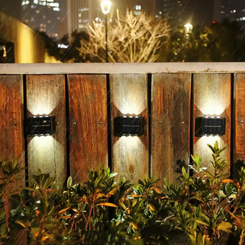 Modern matte black solar led wall light garden pathway lamp