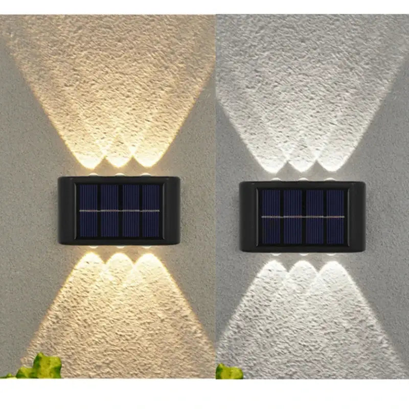 Modern matte black solar led wall light garden pathway lamp
