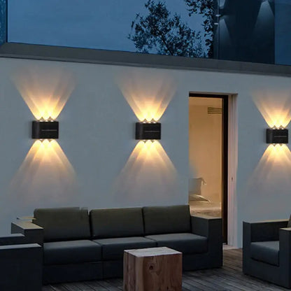 Modern matte black solar led wall light garden pathway lamp