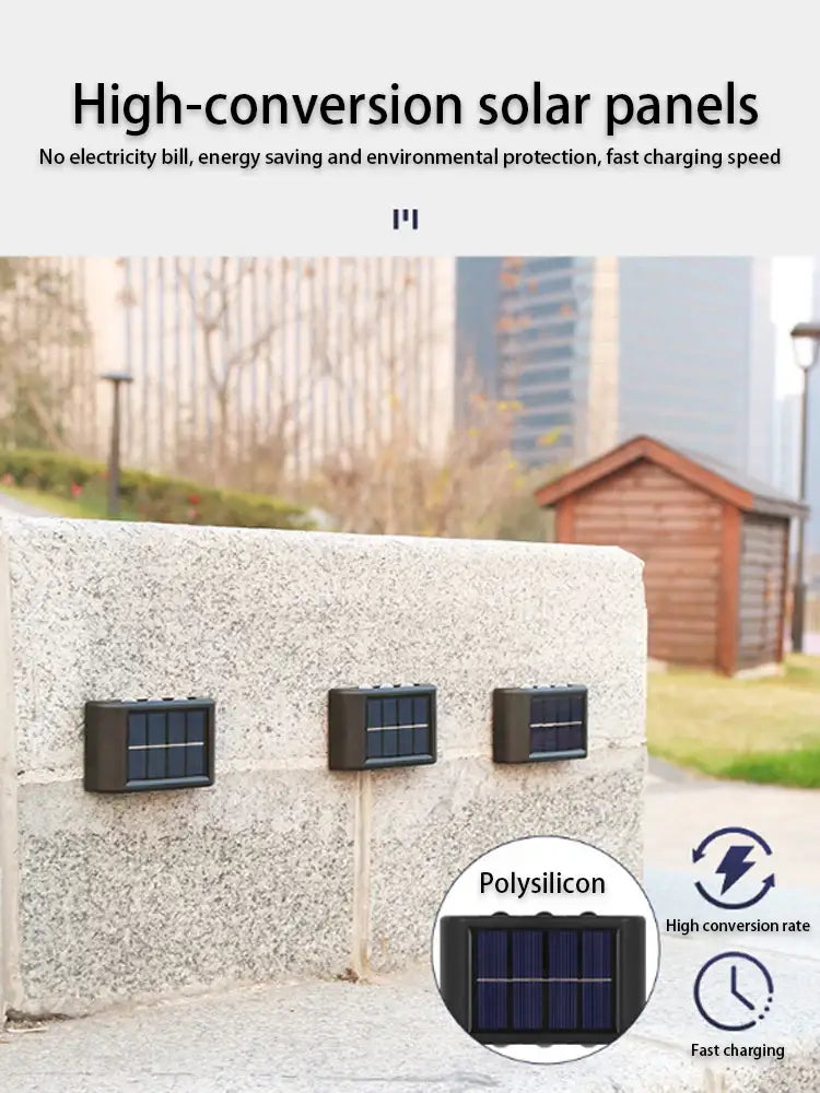 Modern matte black solar led wall light garden pathway lamp