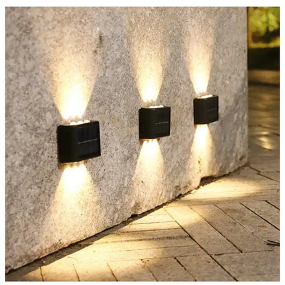 Modern matte black solar led wall light garden pathway lamp