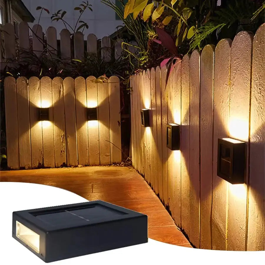 Modern matte black solar led wall light garden pathway lamp