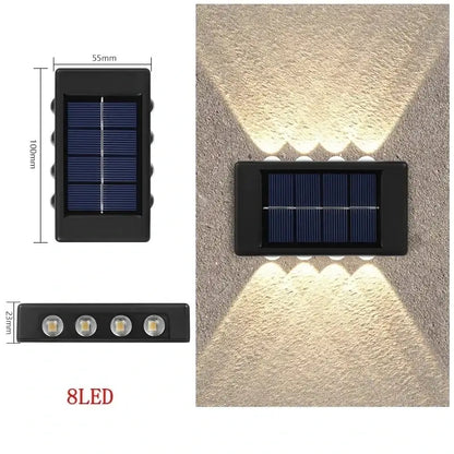 Modern matte black solar led wall light garden pathway lamp