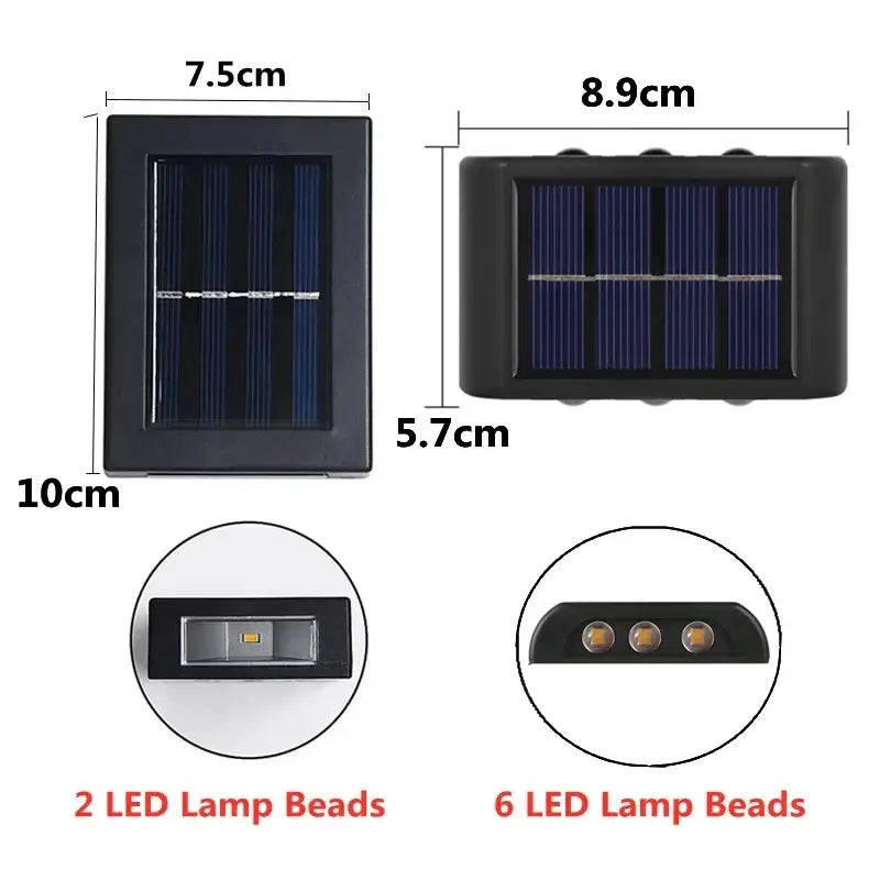 Modern matte black solar led wall light garden pathway lamp