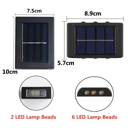 Modern matte black solar led wall light garden pathway lamp