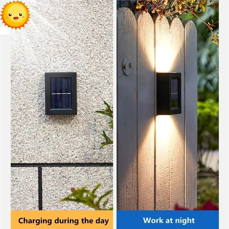 Modern matte black solar led wall light garden pathway lamp