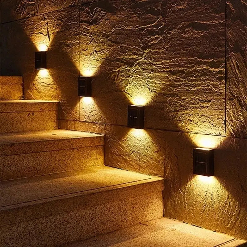 Modern matte black solar led wall light garden pathway lamp