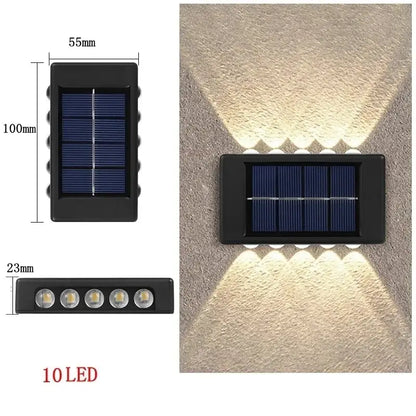 Modern matte black solar led wall light garden pathway lamp