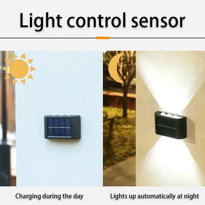 Modern matte black solar led wall light garden pathway lamp