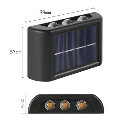 Modern matte black solar led wall light garden pathway lamp