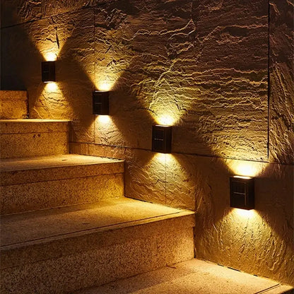 Modern matte black solar led wall light garden pathway lamp