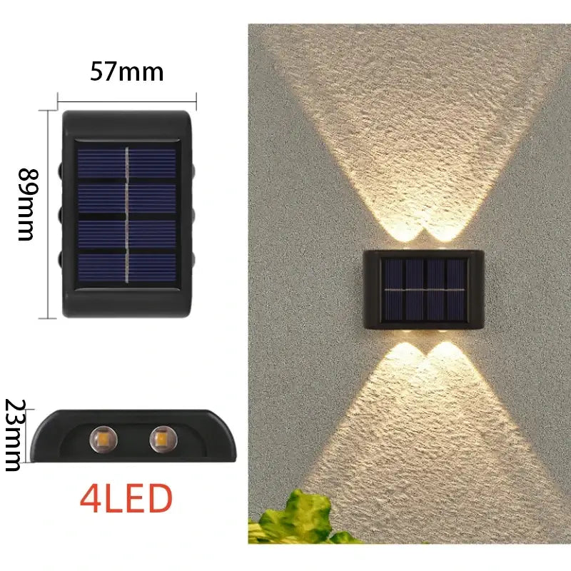 Modern matte black solar led wall light garden pathway lamp