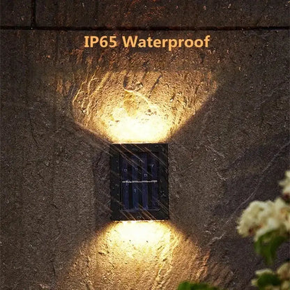 Modern matte black solar led wall light garden pathway lamp