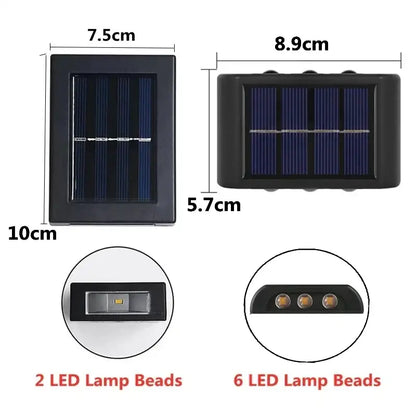 Modern matte black solar led wall light garden pathway lamp