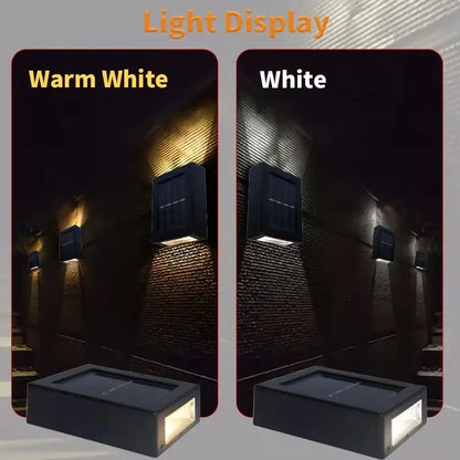 Modern matte black solar led wall light garden pathway lamp