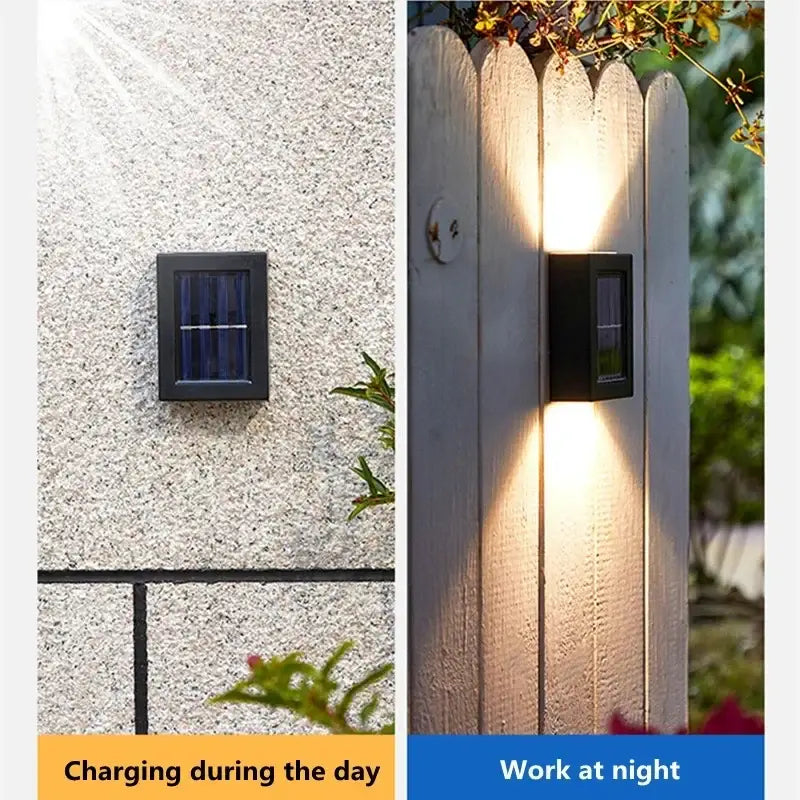 Modern matte black solar led wall light garden pathway lamp
