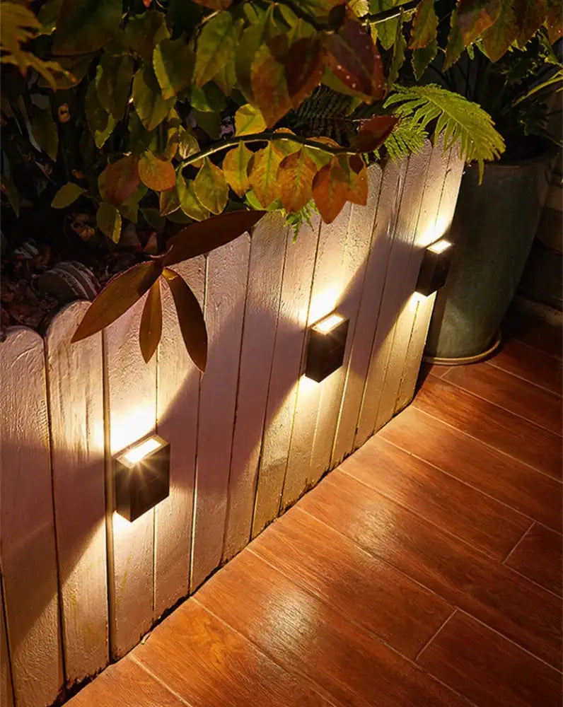 Modern matte black solar led wall light garden pathway lamp
