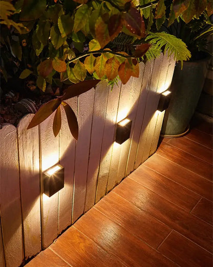 Modern matte black solar led wall light garden pathway lamp