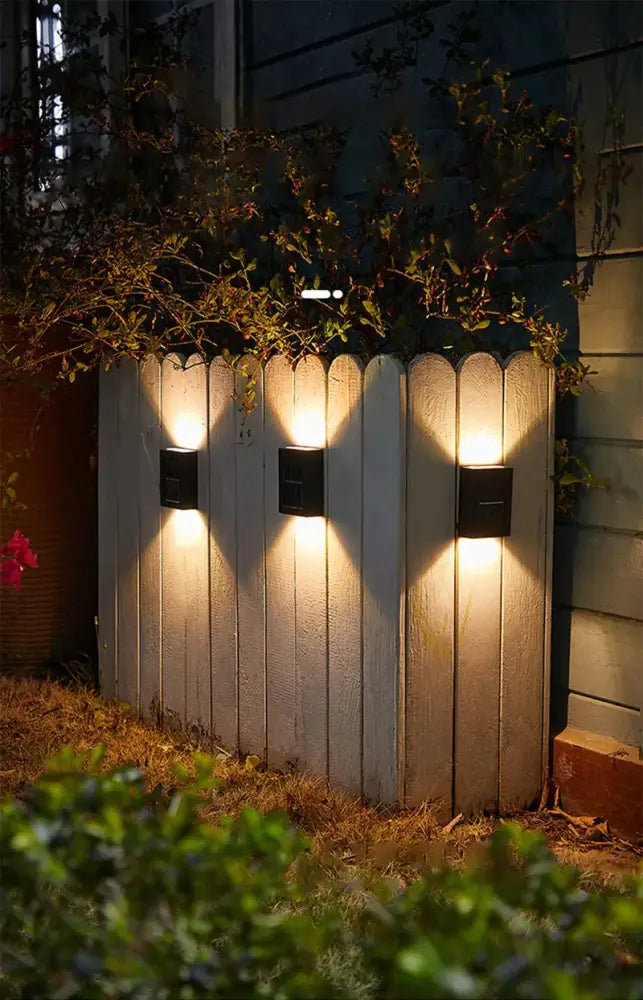 Modern matte black solar led wall light garden pathway lamp