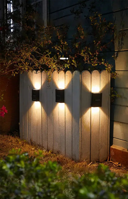 Modern matte black solar led wall light garden pathway lamp
