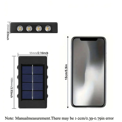 Modern black rectangular solar led outdoor wall lights garden patio