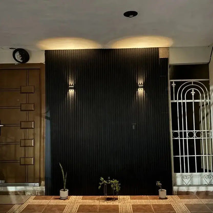 Modern black rectangular solar led outdoor wall lights garden patio