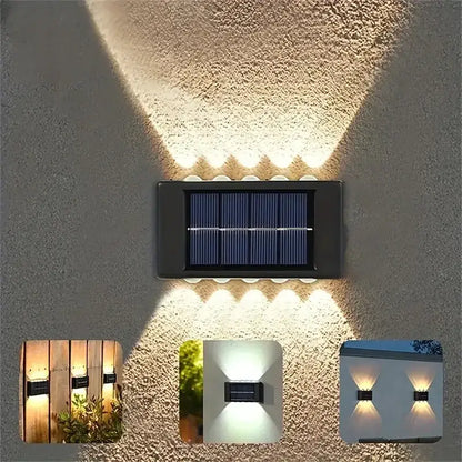 Modern black rectangular solar led outdoor wall lights garden patio