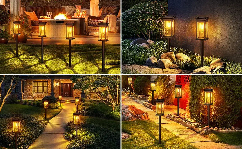 Vintage black solar lights pack super bright garden lanterns