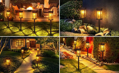 Vintage black solar lights pack super bright garden lanterns