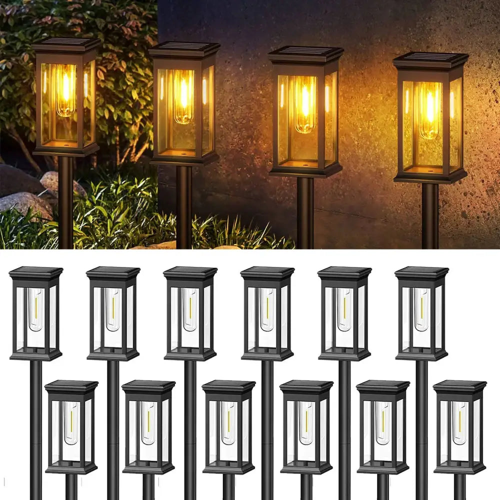 Vintage black solar lights pack super bright garden lanterns