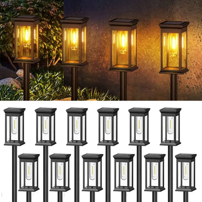 Vintage black solar lights pack super bright garden lanterns