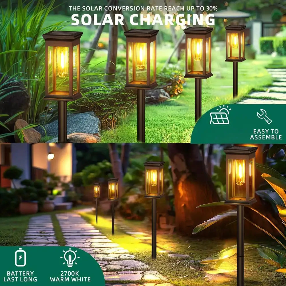 Vintage black solar lights pack super bright garden lanterns