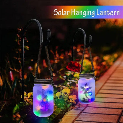 Solar mason jar fairy silhouette lantern garden light