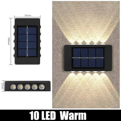 Modern black solar outdoor wall lights garden warm led beam