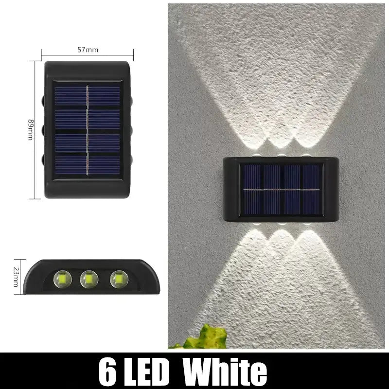 Modern black solar outdoor wall lights garden warm led beam