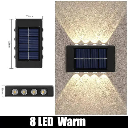 Modern black solar outdoor wall lights garden warm led beam